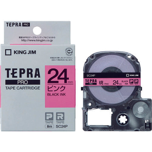 KING JIM [Genuine] "Tepra" PRO tape 24mm pink label/black text length 8m SC24P 1 piece