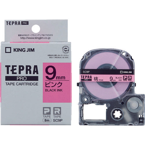 KING JIM [Genuine] "Tepra" PRO Tape 9mm Pink Label/Black Text Length 8m SC9P 1 pc