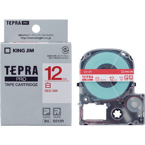 KING JIM [Genuine] "Tepra" PRO tape 12mm white label/red text 8m length SS12R 1 piece