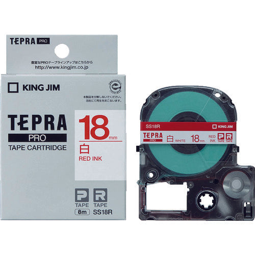 KING JIM [Genuine] "Tepra" PRO tape 18mm white label/red text 8m length SS18R 1 piece