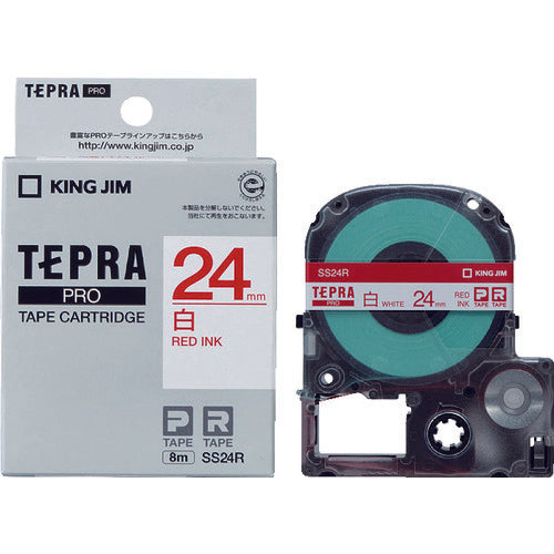 KING JIM [Genuine] "Tepra" PRO tape 24mm white label/red text 8m length SS24R 1 piece