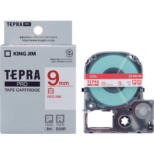 KING JIM [Genuine] "Tepra" PRO tape 9mm white label/red text 8m length SS9R 1 piece