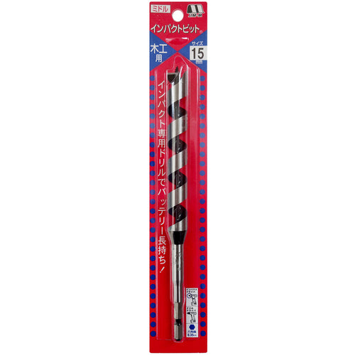 Star-M Impact Bit, Medium, Blade Diameter 15.0mm, Shank Diameter 6.35mm, 7M-150, 1 pc