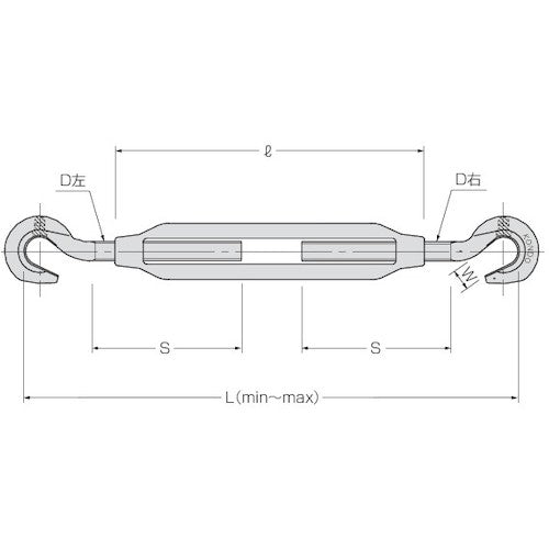 Kondotec LS frame turnbuckle with double hacker TB-H/H, plain, W1/2, 011A2ALSHH12, 1 piece