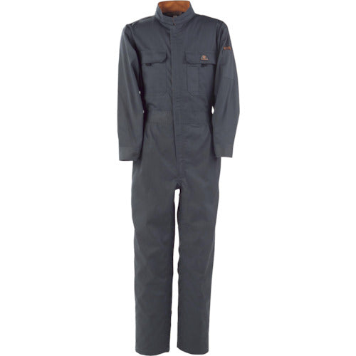 Kajimake T/C long sleeve jumpsuit, charcoal gray, 3L, 6609-74-3L, 1 unit