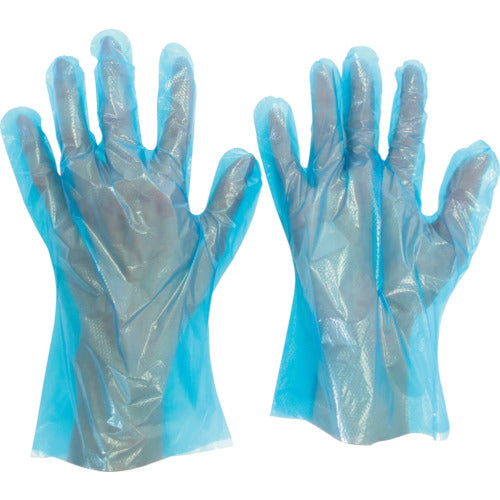 Midori Anzen Polyethylene Disposable Gloves, Single Embossed, 200 pieces, Blue, L, VERTE-504-L, 1 bag