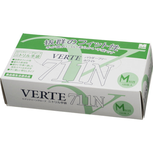 미도리 안전 니트릴 일회용 장갑 극박 분말 없음 화이트 M (100장입) VERTE-711-NM 1 상자