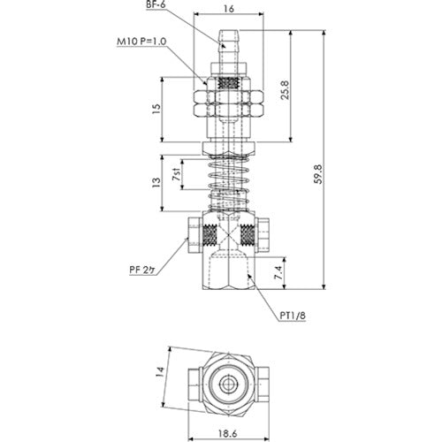 アインツ　吸着金具・回止式・１／８　　　　　　　　VFILB2-SH 1/8　1 個