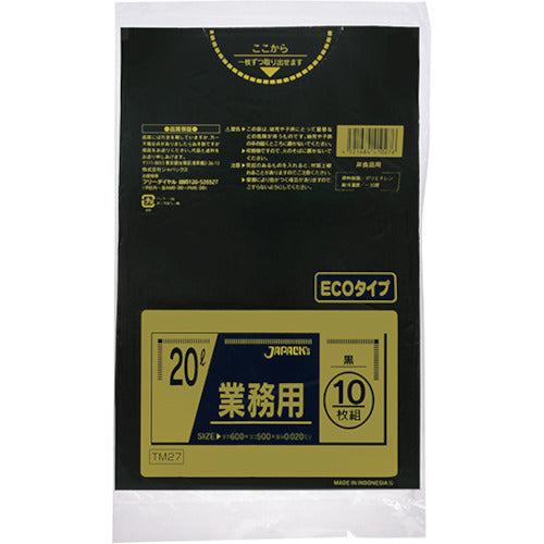 ジャパックス　メタロセン配合ポリ袋　２０Ｌ黒１０枚０．０２０　TM27　1 冊