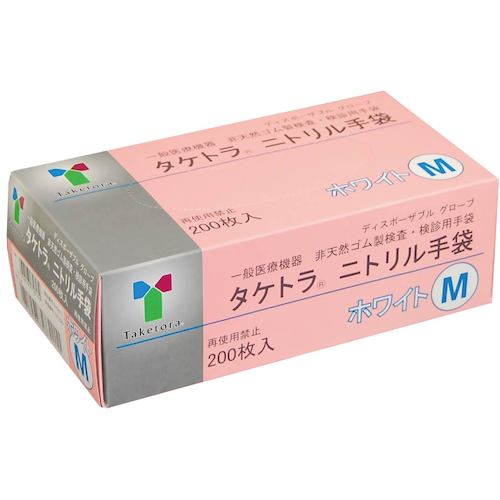 竹虎　タケトラ　ニトリル手袋　ホワイト　Ｍ　２００枚入　075813　1 箱