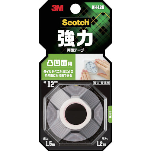 ３Ｍ　スコッチ　強力両面テープ　凸凹面用　１２ｍｍ×１．５ｍ　KH-12R　1 巻