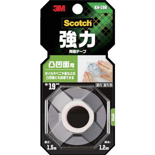 ３Ｍ　スコッチ　強力両面テープ　凸凹面用　１９ｍｍ×１．５ｍ　KH-19R　1 巻