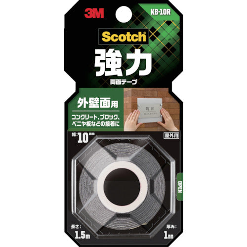 ３Ｍ　スコッチ　強力両面テープ　外壁面用　１０ｍｍ×１．５ｍ　KB-10R　1 巻