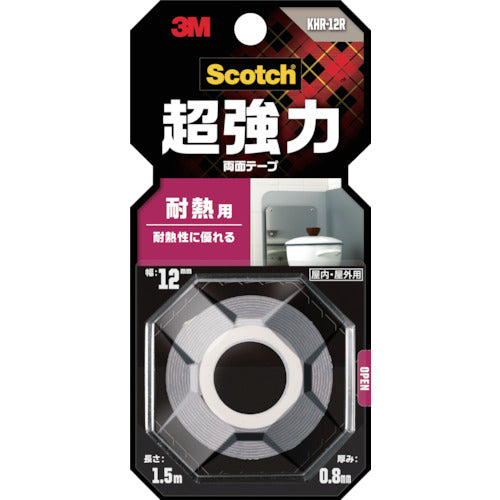 ３Ｍ　スコッチ　超強力両面テープ　耐熱用　１２ｍｍ×１．５ｍ　KHR-12R　1 巻