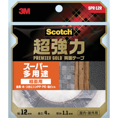 ３Ｍ　スコッチ　超強力両面テープ　プレミアゴールド　スーパー多用途　粗面用　１２ｍｍ×４ｍ　SPR-12R　1 巻