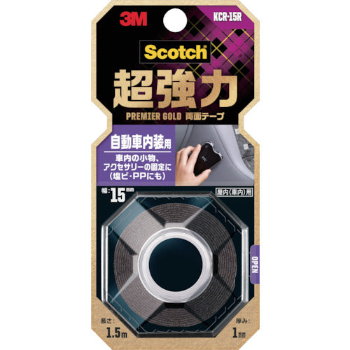 ３Ｍ　スコッチ　超強力両面テープ　プレミアゴールド　自動車内装用　１５ｍｍ×１．５ｍ　KCR-15R　1 巻