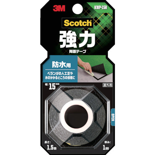 3M 스카치 강력 양면 테이프 방수용 15mm×1.5m KWP-15R 1권