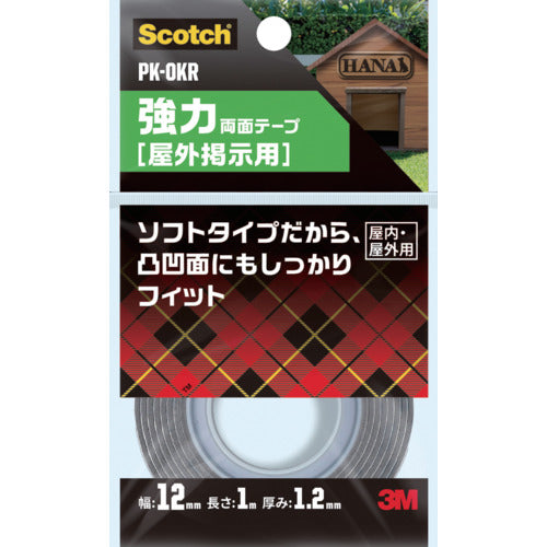 ３Ｍ　スコッチ　強力両面テープ　屋外掲示用　１２ｍｍ×１ｍ　PK-OKR　1 巻