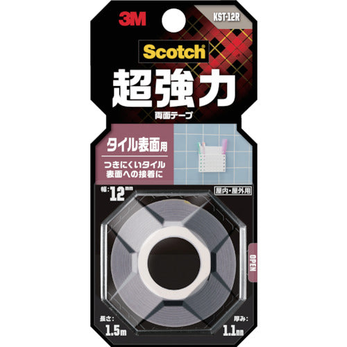 ３Ｍ　スコッチ　超強力両面テープ　タイル表面用　１２ｍｍ×１．５ｍ　KST-12R　1 巻