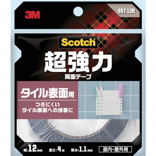 ３Ｍ　スコッチ　超強力両面テープ　タイル表面用　１２ｍｍ×４ｍ　SST-12R　1 巻