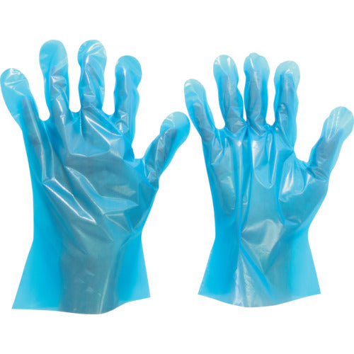 Midori Anzen Polyethylene Disposable Gloves, Embossed on the Outside, Blue, S (200 pieces) VERTE-576-S, 1 box