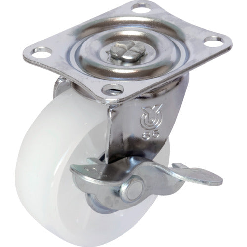 ユーエイ　プレート式　自在　キャスター　ナイロン　車輪径７５ｍｍ　ストッパー付き　Ｇタイプ　Ｇ−Ｓ型　取付寸法５５×４２　G-75NS　1 個