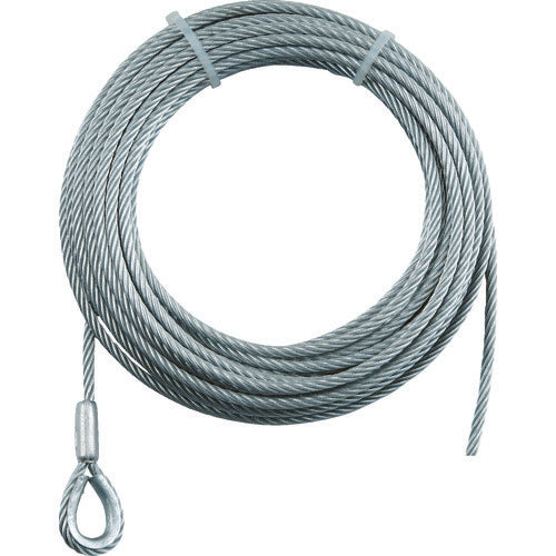 ＴＲＵＳＣＯ　手動ウインチ用ワイヤーΦ５Ｘ２０ｍ用（シンブル入ロック加工）　WWS5-20　1 本