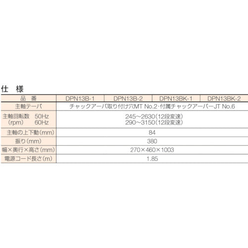 ＴＲＵＳＣＯ　【１１月下旬予定】卓上ボール盤　丸　１００Ｖ　DPN13B-1　1 台