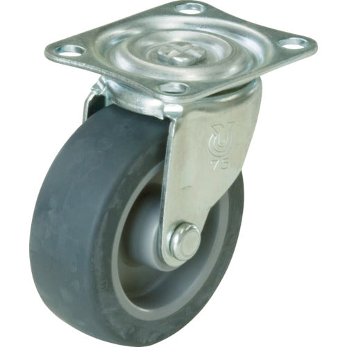 YUEI Plate-type Swivel Caster Elastomer Wheel diameter 75mm G-type G-type Mounting dimensions 55 x 42 G-75EL 1 pc