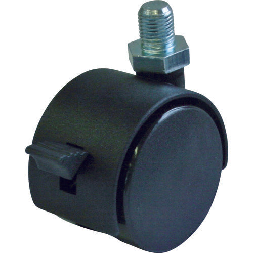 유에이 나사식 식 자재 쌍륜 캐스터 나일론 바퀴 직경 50mm 스토퍼 부착 OTHERS PT형 나사 치수 M12×15피치 1.25 PT-50TS-M12 1개