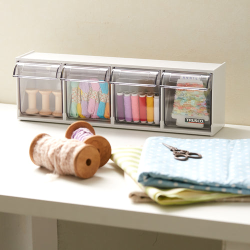 TRUSCO Clear Pocket Box 4 Drawers CPB-4 1 pc