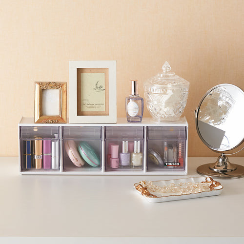 TRUSCO Clear Pocket Box 4 Drawers CPB-4 1 pc