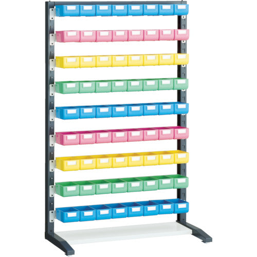 TRUSCO UPR Rack Single Side H1450 with 24 Small Blue Bottles, 16 each of Red, Yellow, and Light Green UPR-L1409A 1 Unit