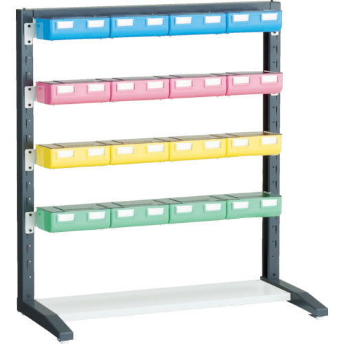 TRUSCO UPR Rack Single Side H1000 with 4 each of Large Blue, Red, Yellow, and Light Green Lidded Bins UPR-L1004BF 1 Unit