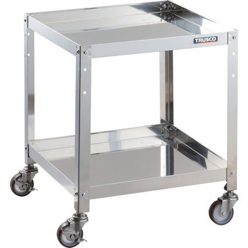 ＴＲＵＳＣＯ　ステンレスワゴン　クリーンラビット　７５φウレタン車ＳＵＳ金具　５００×５００×Ｈ６００　２段　CRB-652SU　1 台