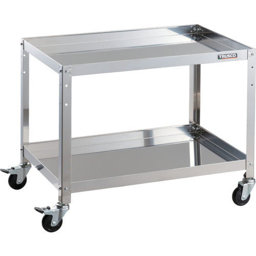 ＴＲＵＳＣＯ　ステンレスワゴン　クリーンラビット　７５φゴム車鉄金具　７５０×５００×Ｈ６００　２段　CRB-672　1 台