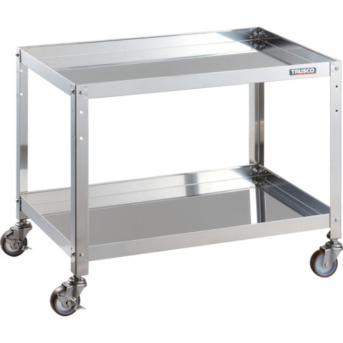 ＴＲＵＳＣＯ　ステンレスワゴン　クリーンラビット　７５φウレタン車ＳＵＳ金具　７５０×５００×Ｈ６００　２段　CRB-672SU　1 台