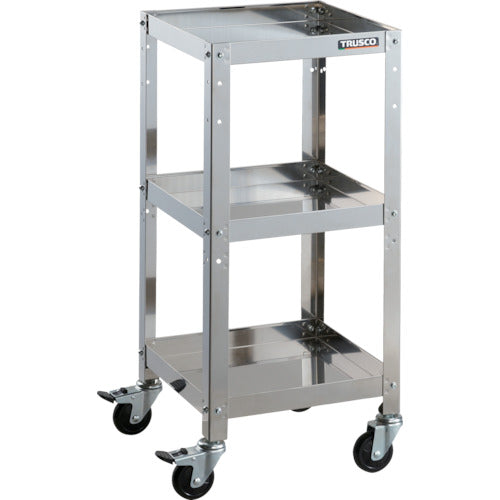 ＴＲＵＳＣＯ　ステンレスワゴン　クリーンラビット　７５φゴム車鉄金具　３６０×３６０×Ｈ８１０　３段　CRB-833　1 台