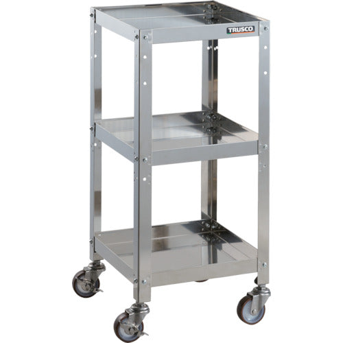 ＴＲＵＳＣＯ　ステンレスワゴン　クリーンラビット　７５φウレタン車ＳＵＳ金具　３６０×３６０×Ｈ８１０　３段　CRB-833SU　1 台