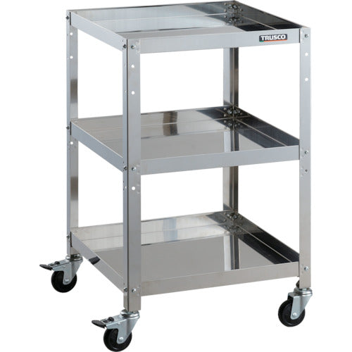 ＴＲＵＳＣＯ　ステンレスワゴン　クリーンラビット　７５φゴム車鉄金具　５００×５００×Ｈ８１０　３段　CRB-853　1 台