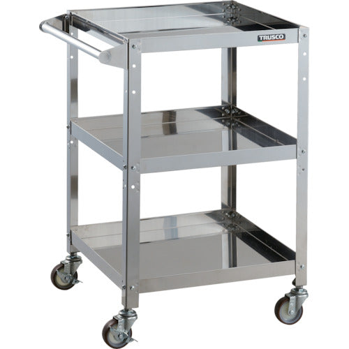 TRUSCO Stainless Steel Cart Clean Rabbit 75φ Urethane Wheels with SUS Metal Fittings and Handle CRB-853HSU 1 Unit