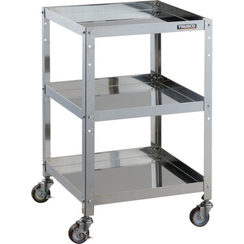 TRUSCO Stainless Steel Cart Clean Rabbit 75φ Urethane Wheels SUS Fittings 500 x 500 x H810 3 Tiers CRB-853SU 1 Unit