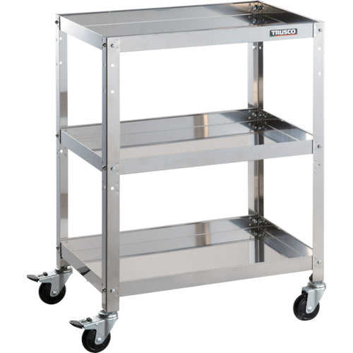 TRUSCO Stainless Steel Cart Clean Rabbit 75φ Rubber Wheels Iron Fittings 600 x 400 x H810 3 Tiers CRB-863 1 Unit