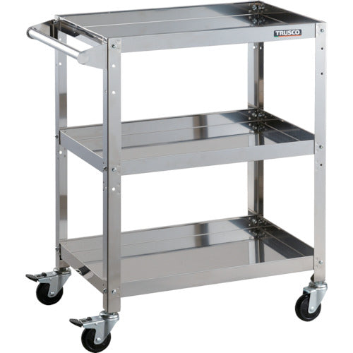 TRUSCO Stainless Steel Cart Clean Rabbit 75φ Rubber Wheels with Iron Fittings and Handle CRB-863H 1 Unit