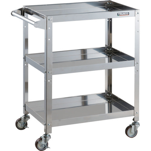 TRUSCO Stainless Steel Cart Clean Rabbit 75φ Urethane Wheels with SUS Metal Fittings and Handle CRB-863HSU 1 Unit