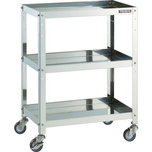 TRUSCO Stainless Steel Cart Clean Rabbit 75φ Urethane Wheels SUS Fittings 600 x 400 x H810 3 Tiers CRB-863SU 1 Unit