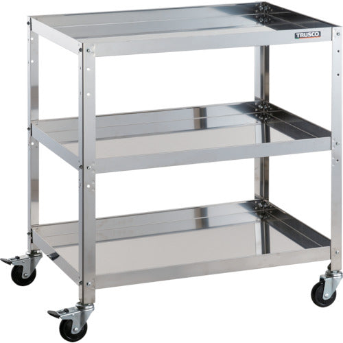 TRUSCO Stainless Steel Cart Clean Rabbit 75φ Rubber Wheels Iron Fittings 750 x 500 x H810 3 Tiers CRB-873 1 Unit