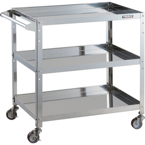 TRUSCO Stainless Steel Cart Clean Rabbit 75φ Urethane Wheels with SUS Metal Fittings and Handle CRB-873HSU 1 Unit