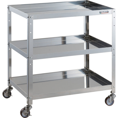 TRUSCO Stainless Steel Cart Clean Rabbit 75φ Urethane Wheels SUS Fittings 750 x 500 x H810 3 Tiers CRB-873SU 1 Unit