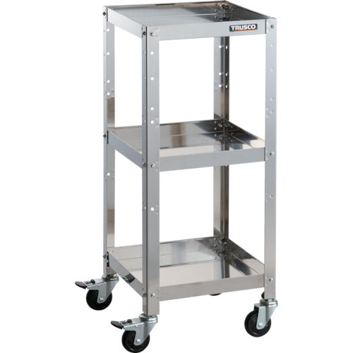 TRUSCO Stainless Steel Cart Clean Rabbit 75φ Rubber Wheels Iron Fittings 360 x 360 x H880 3 Tiers CRB-933 1 Unit